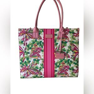 Trina Turk Festival Floral XLG Tote Pink Green NWT